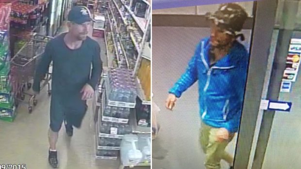 CCTV footage of the armed robberies in Willagee (left) and Dawesville 