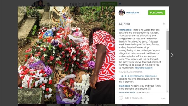 Nic Naitanui's emotional tribute to his mum on Instagram.