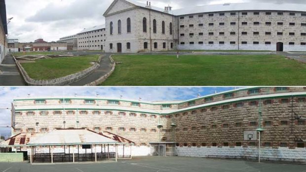The main block of Fremantle Prison (top) and the New Division building (bottom), near where the bomb was found.