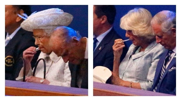 The Queen and Camilla were both photographed applying their respective lipstick and lip gloss during the opening of the Commonwealth Games in Glasgow.