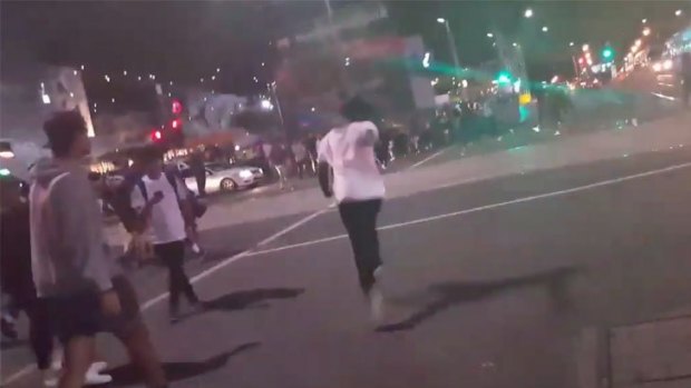 Apex gang members rioting outside Flinders Street station last March