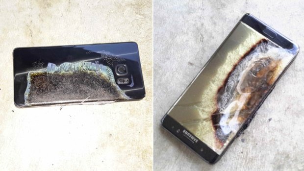 A Galaxy Note7 that apparently exploded in a hotel room in Perth.