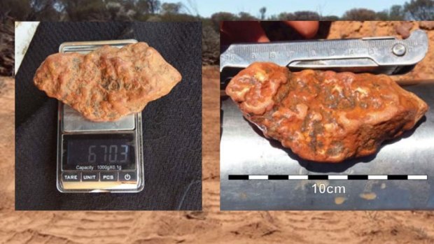 The nugget weighs in at more than half a kilo and measures ten centimetres across.