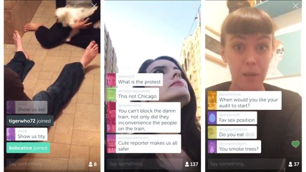 Screenshots of Periscope trolls in action.