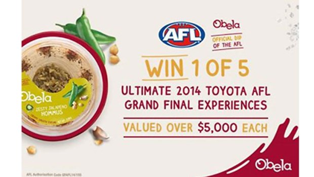 Obela Hommus is the official dip of the AFL.