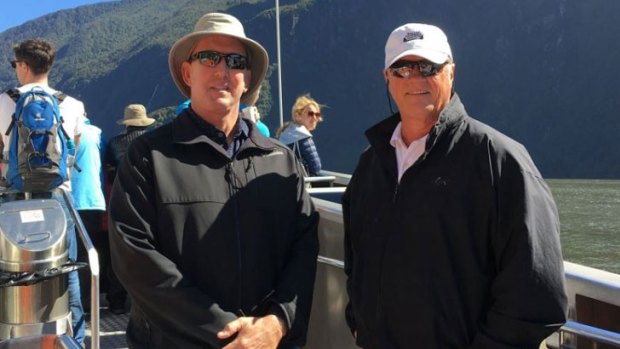 Glenn Garland and Russell Munsch at Milford Sound in New Zealand.