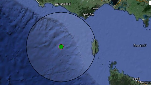 The location of the earthquake off the southern coast and the area in which it would have been felt.