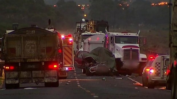 The scene of the fatal crash on Hopkins Road at Truganina.