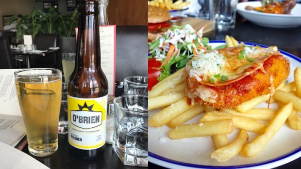 The Gluten free parmi foes great with a beer.