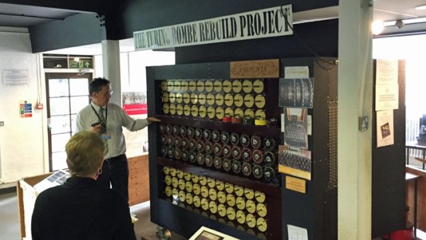 The Bombe on display in the B Block museum, designed by Alan Turing to help crack Enigma.