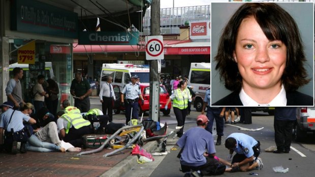 Emma Hansen, inset, was killed when a car crashed into a bus queue in Kogarah in 2007. 