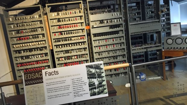 The computer museum's Electronic Delay Storage Automatic Calculator (EDSAC), built by the University of Cambridge Mathematical Laboratory in the 1950s.