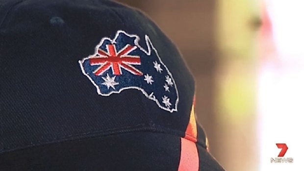 The offending Australia Day hat sold by Woolworths.