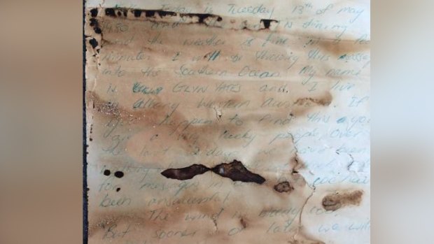 The letter was still readable despite decades in the ocean.