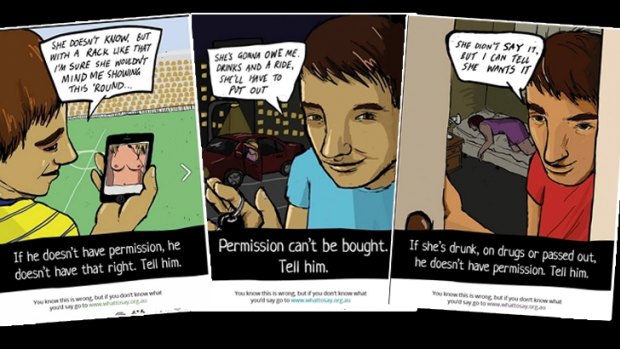 Three of the ACT government posters aimed at educating men about sexual assault.