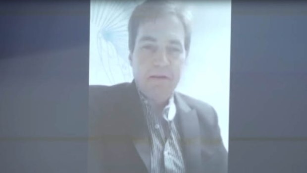 Craig Wright speaking via Skype to an audience at the Bitcoin Investor Conference in Las Vegas in 2015.