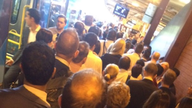 The platforms at Flinders Street Station were heaving with stranded commuters on Wednesday night.