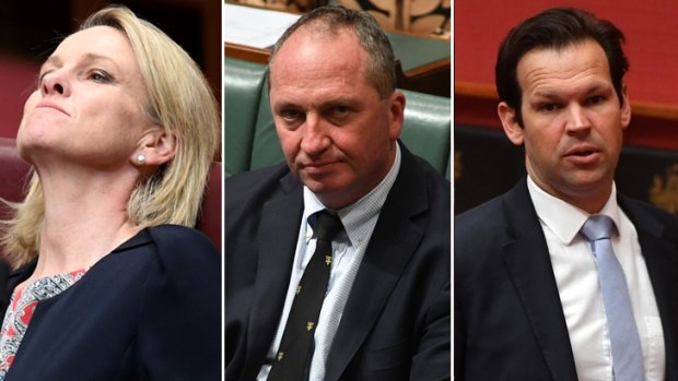 Referred to the High Court: Nationals Fiona Nash, Barnaby Joyce and Matt Canavan.