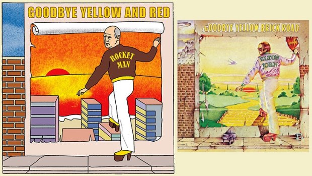 Sir Elton John's 1973 double-album 'Goodbye Yellow Brick Road' (right) and Rodney Eade, former coach of Gold Coast.