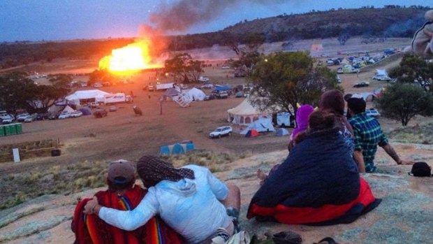 A scene from a previous Blazing Swan event in WA after the swan effigy was set alight.