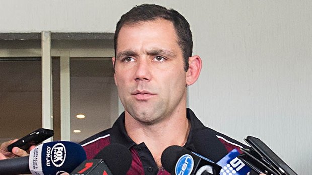 BRISBANE, AUSTRALIA - MAY 23:  Cameron Smith speaks during a Queensland Maroons State of Origin media opportunity at Rydges South Bank on May 23, 2017 in Brisbane, Australia.  (Photo by Bradley Kanaris/Getty Images)