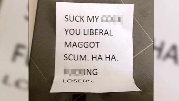 The note was left at the doors of WA Liberals after the election.