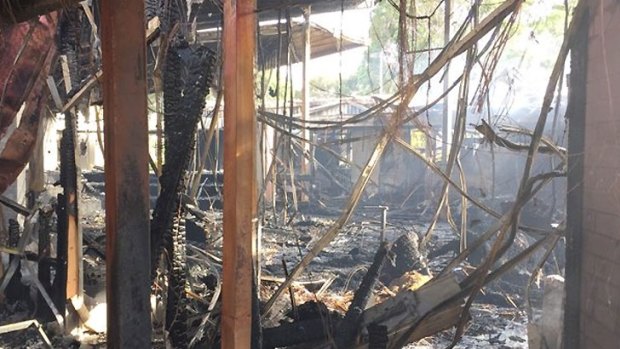 Inside Wesley College's fire-damaged classrooms.