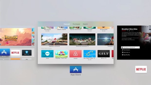 The app switcher built into tvOS on the new Apple TV.