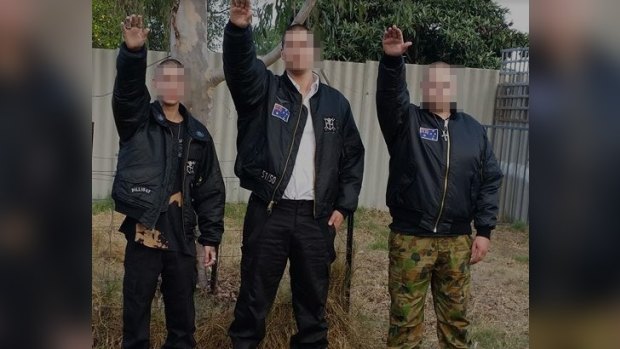 A photograph from the Aryan  Nations Australia website. It has since been removed.