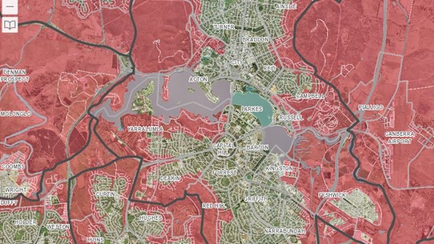 The Interactive ESA map reveals only centralised, clustered suburbs escape the 'bush fire prone' label.