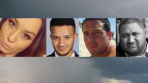 Four of the nine  people who died in last year's thunderstorm asthma epidemic: Hope Carnevali (left), Omar Moujalled, Apollo Papadopoulos, and Clarence Leo.