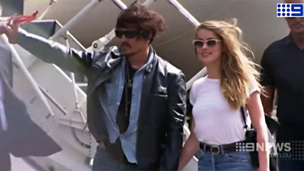 Johnny Depp and Amanda Heard at Brisbane Airport.