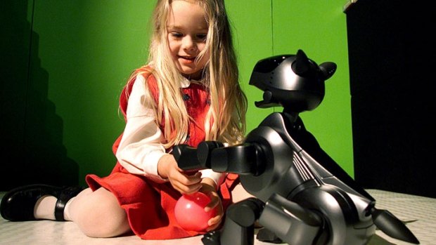 Three-year-old Samantha Kraft was among the first Australians to receive Sony's AIBO robotic dog in 2001.