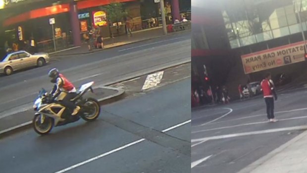 Images of the motorbike rider police wish to speak to.