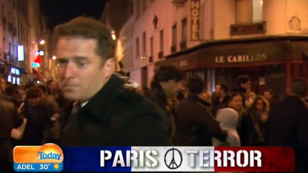 The Channel Nine footage of Karl Stefanovic reporting from Paris has been used in the IS video. 