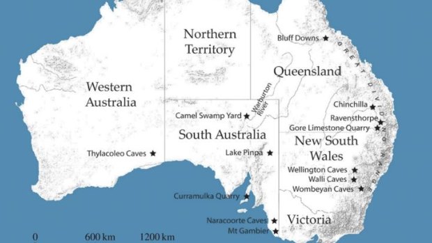 Distribution of known Australian megapode avian megafauna from a study by Flinders University PhD candidate Elen Shute.