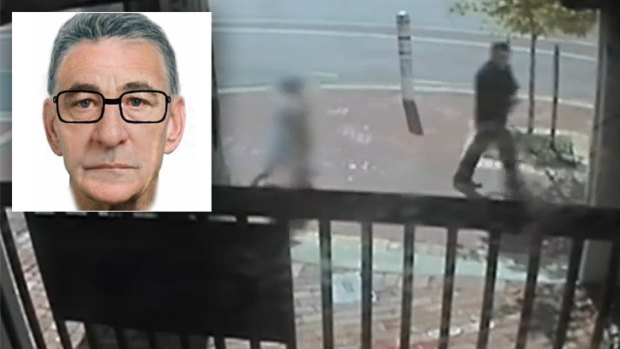 Chilling vision of the man accused of the crime  walking with two children caught on a security camera along Angove Street in North Perth. 