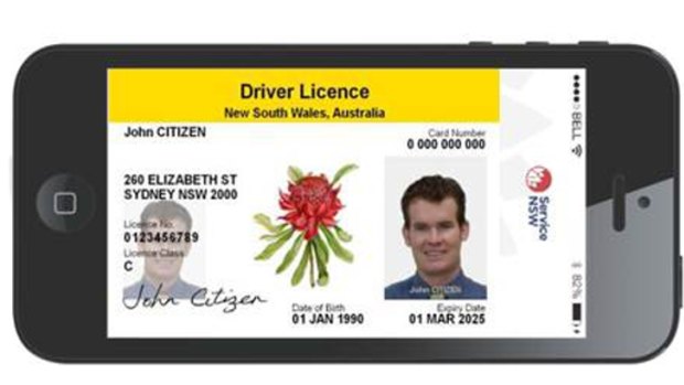 A supplied mock up of what a digital driver's licence might look like in late 2018.