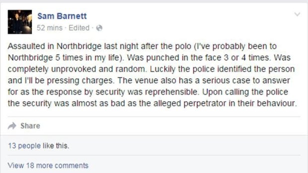 The now-deleted post on Facebook following the incident at Metro City.