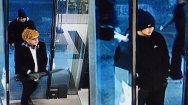 Images taken from CCTV footage of the men wanted over the Versace watch heist.