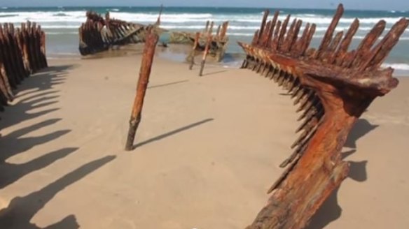 Grand old lady SS Dicky wreck takes her exit from Sunshine Coast beach