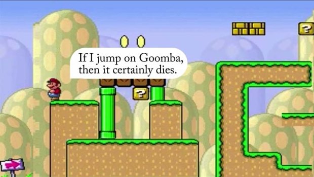 Mario's innocence is lost as researchers inform him of the consequences of his jumping on soft enemies' heads. 