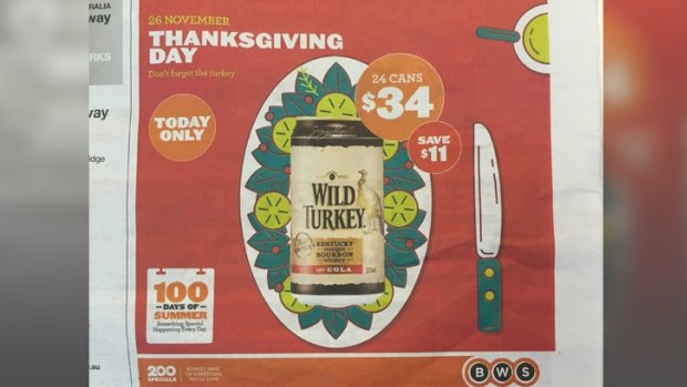 The BWS Thanksgiving promotion as it was advertised on Thursday.