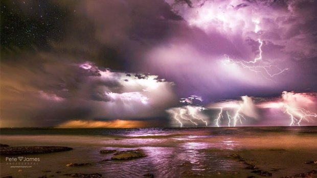 A view of Monday night's storm from Bellarine Peninsula.