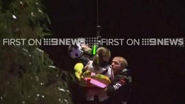Man and young girl rescued from floodwaters at Inverleigh.