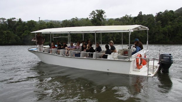 One of the Daintree River cruise boats operated by Dennis 'Lee' Lafferty, aka Raymond Grady Stansel Jr.