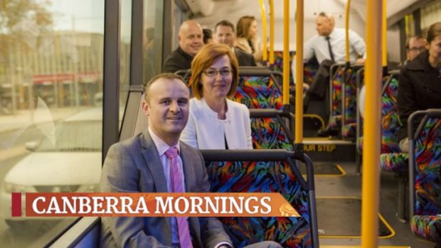 ACT Chief Minister Andrew Barr and Transport Minister Meegan Fitzharris have unveiled the government's new bus network.
