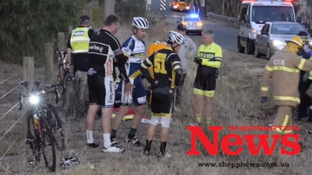 A number of the cyclists involved in the crash.