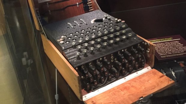 An Enigma machine used by German units in the field to encode and decode morse code messages.