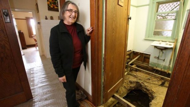 Ruth Black got 'quite a fright' when her plumber found an unfilled mineshaft in her bathroom.